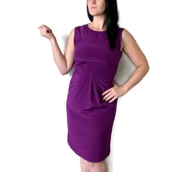 Magaschoni Purple Silk Sheath Dress Size 8 - Picture 1 of 8